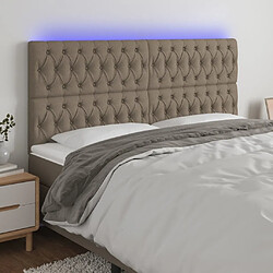 Maison Chic Tête de lit scandinave à LED,meuble de chambre Taupe 180x7x118/128 cm Tissu -MN92001