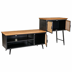 Acheter Buffet Alexandra House Living Marron Noir Gris Fer Rotin Bois d'épicéa 42 x 90 x 202 cm