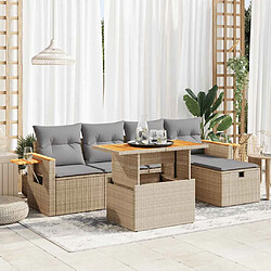 vidaXL Salon de jardin avec coussins 6 pcs beige résine tressée