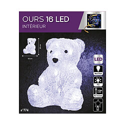 Ours Assis 16 Led Pile Blanc froid - FEERIC CHRISTMAS