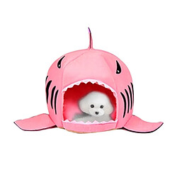 Wewoo Chien d'intérieur chiot chat rose maison chaude requins animaux lit de couchage Nest, taille M: 50x50x48cm