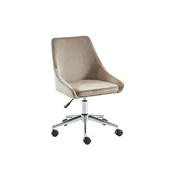 Vente-Unique Chaise de bureau MASURIE - Velours - Beige - Hauteur ajustable