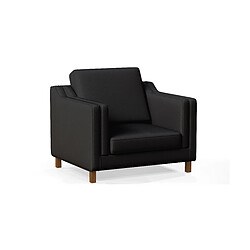 ICONIK INTERIOR Fauteuil avec Accoudoirs - Revêtu de Cuir - Mattathais Noir