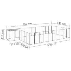 vidaXL Chenil Argenté 19,36 m² Acier pas cher