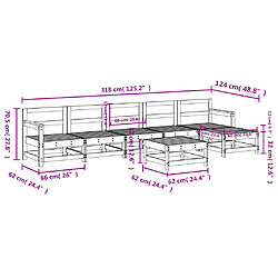vidaXL Salon de jardin 7 pcs Gris Bois de pin massif pas cher