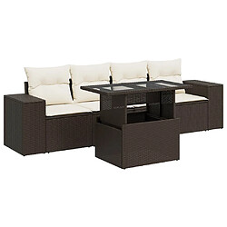 vidaXL Salon de jardin avec coussins 5 pcs marron résine tressée