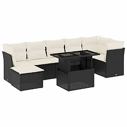 vidaXL Salon de jardin 8 pcs avec coussins noir résine tressée