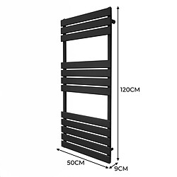 Acheter Monstershop Radiateur Sèche-Serviettes à Panneau Plat – 1200mm x 500mm – Noir