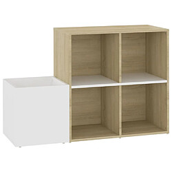 Maison Chic Armoire à Chaussures,Meuble de Rangement à Chaussures Blanc et chêne 105x35,5x70 cm Aggloméré -MN24290