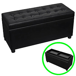 vidaXL Pouf de rangement Cuir synthétique Noir 