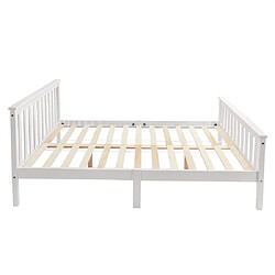 Acheter ComfortXL Lit Double En Bois Massif 140 X 200 Cm Avec Sommier à Lattes, Lit En Pin,blanc