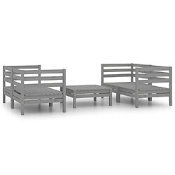 Maison Chic Salon de jardin 5 pcs - Table et chaises d'extérieur - Mobilier/Meubles de jardin Moderne Gris Bois de pin massif -MN19034