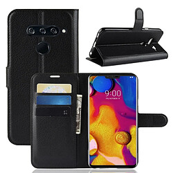 Wewoo Étui en cuir à rabat horizontal Texture Litchi pour LG V40 ThinQ, avec porte-cartes et porte-cartes (noir)