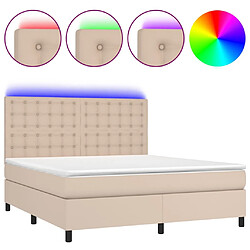 vidaXL Sommier à lattes de lit avec matelas LED Cappuccino 180x200 cm