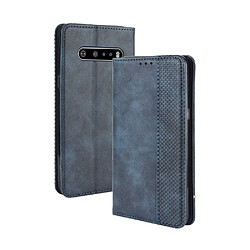 Etui en PU auto-absorbé rétro bleu pour votre LG V60 ThinQ 5G