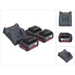 Bosch GAL 18V-20 Chargeur 10,8 - 18V - 2A + 3x Batteries GBA 18V - 5,0Ah (2607337069) (2607226281)