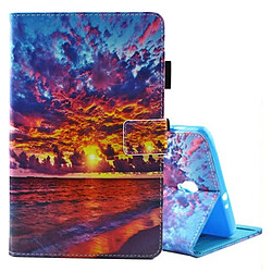 Wewoo Housse Étui pour Samsung Galaxy Tab A 8.0 / T380 & T385 en cuir à rabat horizontal avec motif cartes paysage au coucher du soleil avec porte-cartes et fentes