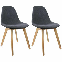 Chaise scandinave en tissu et pieds en bois (Lot de 2) noir