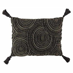 Paris Prix Coussin Déco à Pompons Cercle 40x60cm Gris