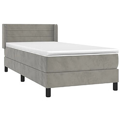 Avis Maison Chic Lit Adulte - Lit simple Lit à sommier tapissier et matelas moelleux - Meuble de Chambre - Gris clair 100x200cm Velours -MN42155