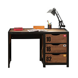 Mes Bureau 3 tiroirs 130x60x75 cm marron et noir - BORY