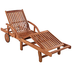 Acheter Helloshop26 Transat chaise longue bain de soleil lit de jardin terrasse meuble d'extérieur avec coussin bois d'acacia solide 02_0012350