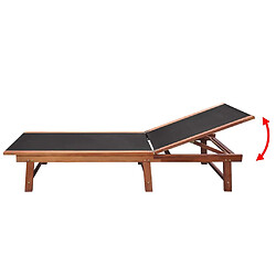 Helloshop26 Lot de 2 transats chaise longue bain de soleil lit de jardin terrasse meuble d'extérieur et table bois d'acacia solide et textilène 02_0012144 pas cher