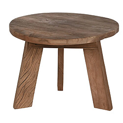 Pegane Table d'appoint ronde en bois recyclé coloris naturel - diamètre 60 x Hauteur 45 cm 