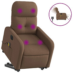 vidaXL Fauteuil inclinable de massage électrique Marron Tissu