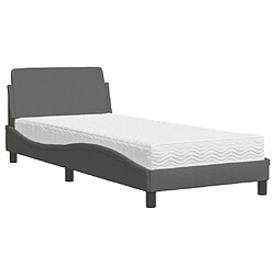 Vidaxl Lit avec matelas gris foncé 90x200 cm tissu