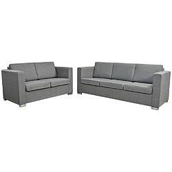 vidaXL Ensemble de canapés deux pièces Tissu Gris clair