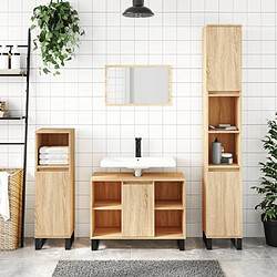 Maison Chic Armoire salle de bain,Meuble de rangement de salle de bain,Meuble haut chêne sonoma 80x33x60cm bois d'ingénierie -GKD801349