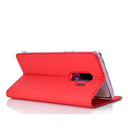 Wewoo Housse Coque Etui en cuir avec carte magnétique pressée ultra-mince pour TPU + PU pour Galaxy S9 +, fente pour et support (Rouge) pas cher