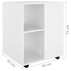 vidaXL Armoire à roulettes Blanc 60x53x72 cm Bois d’ingénierie pas cher