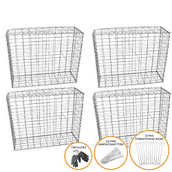 MonsterShop Lot de 4 Paniers de Gabions 100 x 95 x 30cm