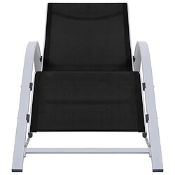 Helloshop26 Transat chaise longue bain de soleil lit de jardin terrasse meuble d'extérieur textilène et aluminium noir 02_0012932