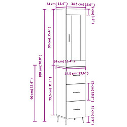 vidaXL Buffet haut Gris béton 34,5x34x180 cm Bois d'ingénierie pas cher