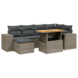 vidaXL Salon de jardin avec coussins 7 pcs gris résine tressée