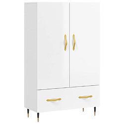 vidaXL Buffet haut blanc brillant 69,5x31x115 cm bois d'ingénierie