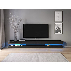 VIVALDI Meuble TV - FLY - 280 cm - noir mat / noir brillant -avec LED - style moderne