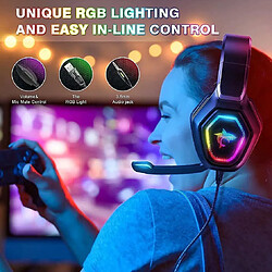 Acheter Universal Casque gaming avec microphone casque ps5 avec microphone d'annulation de bruit lumière LED RGB couleur, oreille cool stéréo ps5 ps4, xbox one, ordinateur portable, pc, téléphone portable (noir)