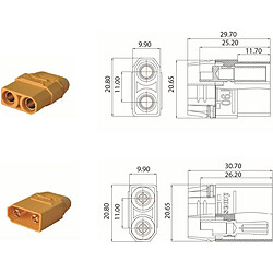 Avis 5 paires de connecteurs XT90H de haute qualité, mâle-femelle avec passe-fil, connecteurs de batterie modèle RC Lipo