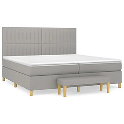 vidaXL Sommier à lattes de lit avec matelas Gris clair 200x200cm Tissu