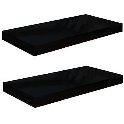 vidaXL Étagère murale flottante 2 pcs Noir brillant 50x23x3,8 cm MDF