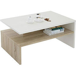 Mpc Table Basse Aspect Chêne Sonona Et Blanc 42 x 90 x 60 cm (HxLxP)