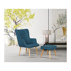 Habitat Et Jardin Fauteuil style scandinave en tissu Odense - 1 place - Bleu foncé