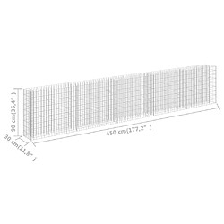 vidaXL Lit surélevé à gabion Acier galvanisé 450x30x90 cm pas cher