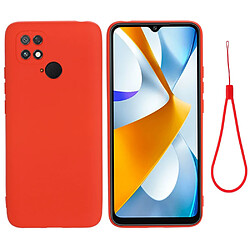 Coque en silicone anti-décoloration avec sangle pour votre Xiaomi Poco C40 4G - rouge