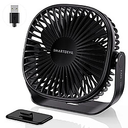 Ventilateur de Bureau, ventilateur de Bureau USB Petit Ventilateur USB, Ventilateur de Table de Bureau Portable à 3 Vitesses avec Crochet Pâtable, Mini Ventilateur à Double Réglage 360, Vent Fort, pour