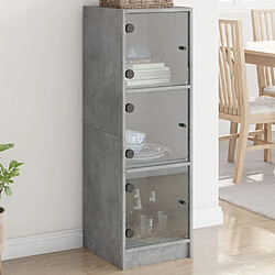 Maison Chic Commode Buffet - Meuble de rangement avec portes en verre gris béton 35x37x109 cm -GKD14574